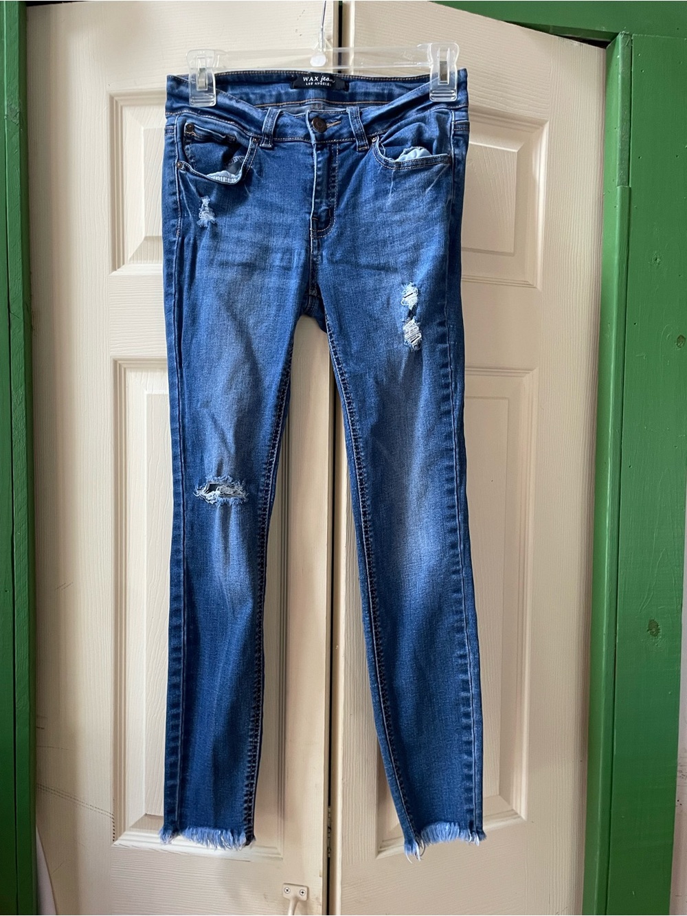 Wax Jean Women's Distressed Blue Skinny Jeans